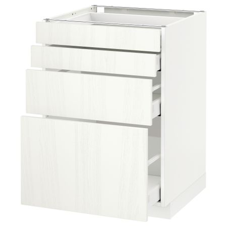 Напольный шкаф 4 фронтальных панели, 4 ящика МЕТОД / МАКСИМЕРА, белый, Росдаль белый