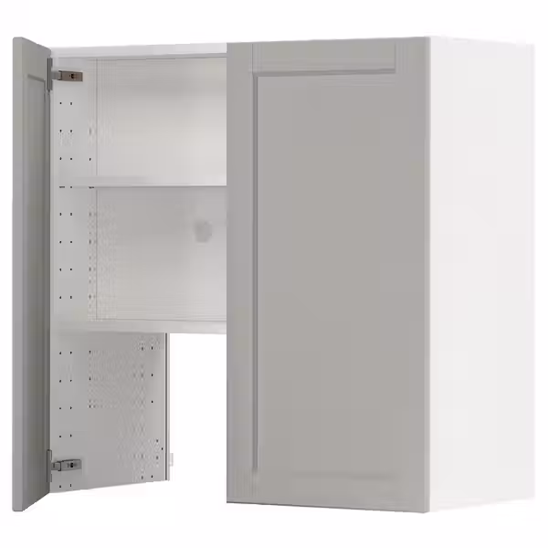METOD Навесной шкаф д/вытяжки/полка/дверь - белый/Lerhyttan светло-серый 80x80 см - фото 1