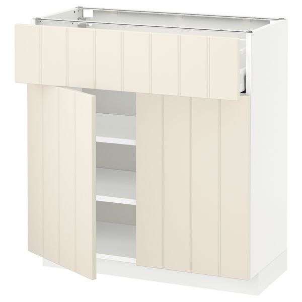 Напольный шкаф + ящик, 2 дверцы МЕТОД / МАКСИМЕРА, белый, Хитарп белый с оттенком - схема-чертеж с размерами