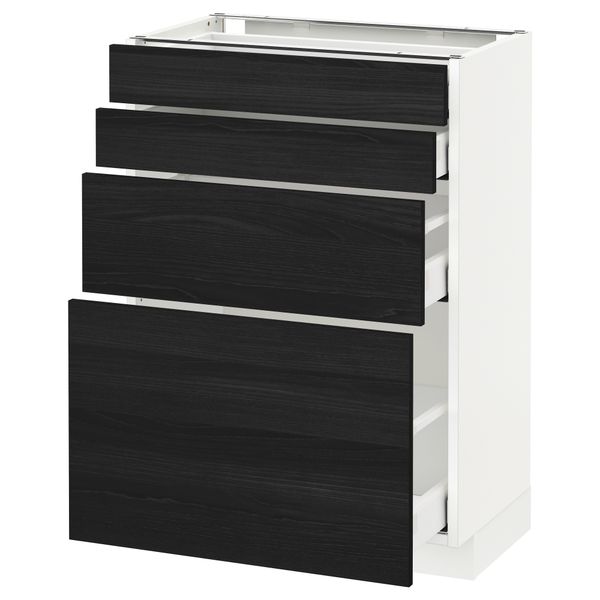 Напольный шкаф 4 фронтальных панели, 4 ящика МЕТОД / МАКСИМЕРА, белый, Тингсрид черный - схема-чертеж с размерами
