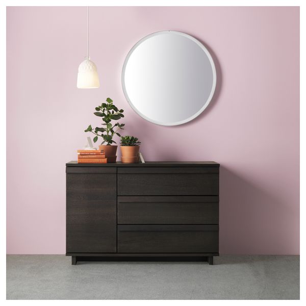 Комод с 3 ящиками, 1 дверцей ОППЛАНД, коричневая морилка ясеневый шпон (120x80 см) - фото 5