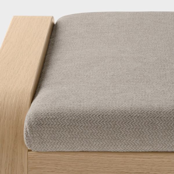 Табурет для ног, дубовый шпон, беленый/Хили бежевый IKEA POÄNG ПОЭНГ 193.194.04 - фото 2