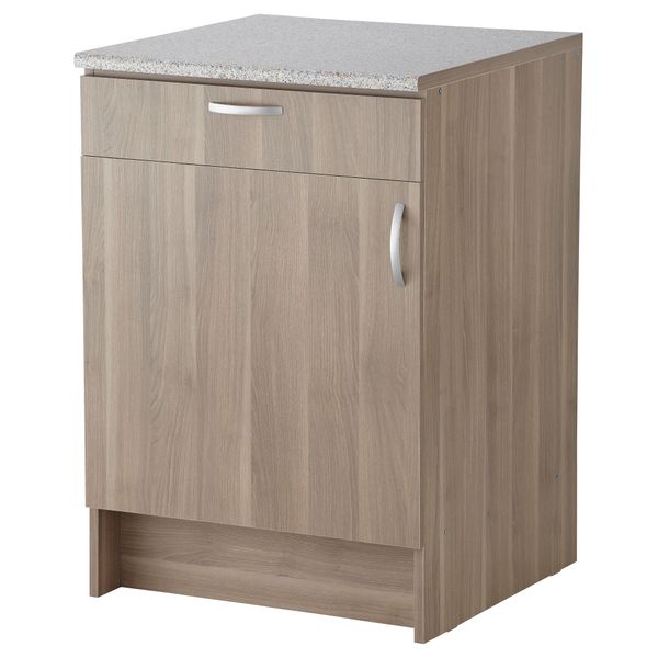 Напольный шкаф с дверью и ящиком АЛЬБРУ, серо-коричневый (60x89 см) - фото 1