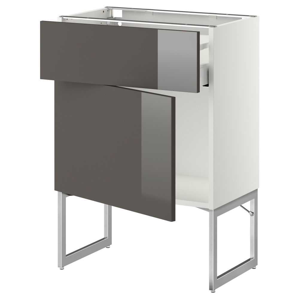 Напольный шкаф с ящиком, дверью МЕТОД / МАКСИМЕРА, белый, Рингульт серый - схема-чертеж с размерами