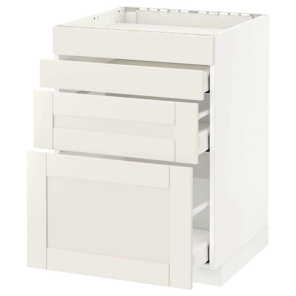 Напольный шкаф для духовки, 4фасада, 3 ящика МЕТОД / МАКСИМЕРА, белый, Сэведаль белый - схема-чертеж с размерами