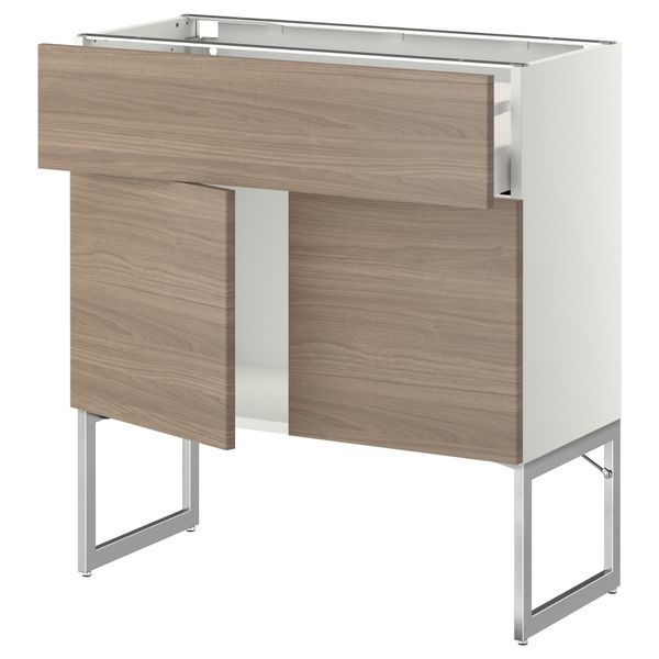 Напольный шкаф, полки, ящик, 2 двери МЕТОД / МАКСИМЕРА, белый, Брокхульт светло-серый - схема-чертеж с размерами