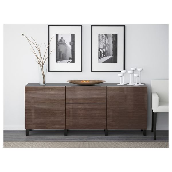 Комбинация для хранения с ящиками, черно-коричневый/Сельсвикен глянцевый, коричневый 180x40x74 см IKEA БЕСТО 692.494.18 - фото 2