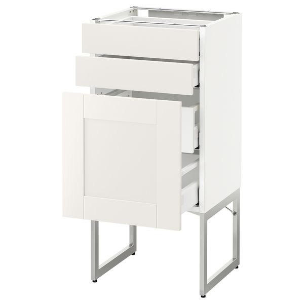 Напольный шкаф 3 фронтальных панели, 2 нижних, 2 средних ящика МЕТОД / МАКСИМЕРА, белый, Сэведаль белый - схема-чертеж с размерами
