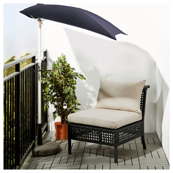 Садовое легкое кресло КУНГСХОЛЬМЕН, черно-коричневый, Холло бежевый бежевый (62x80x73 см) - фото 2