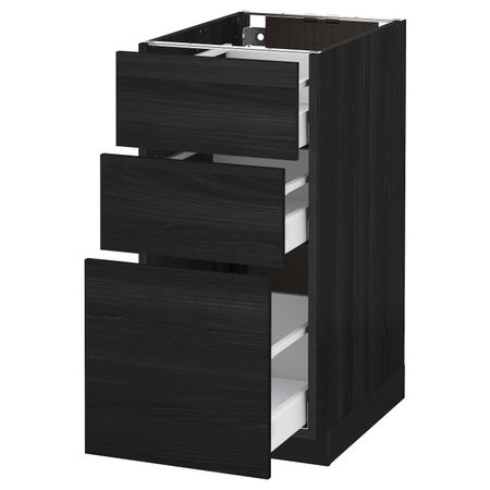 Напольный шкаф с 3 ящиками, черный, Тингсрид черный 40x60 см IKEA МЕТОД / МАКСИМЕРА 392.357.38