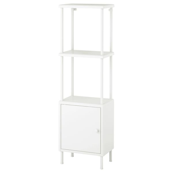 Стеллаж с 1 шкафчиком ДИНАМ, белый (40x27x134 см) - фото 1