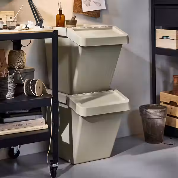 SORTERA Контейнер для сортировки с крышкой - бежевый 60 л - фото 7