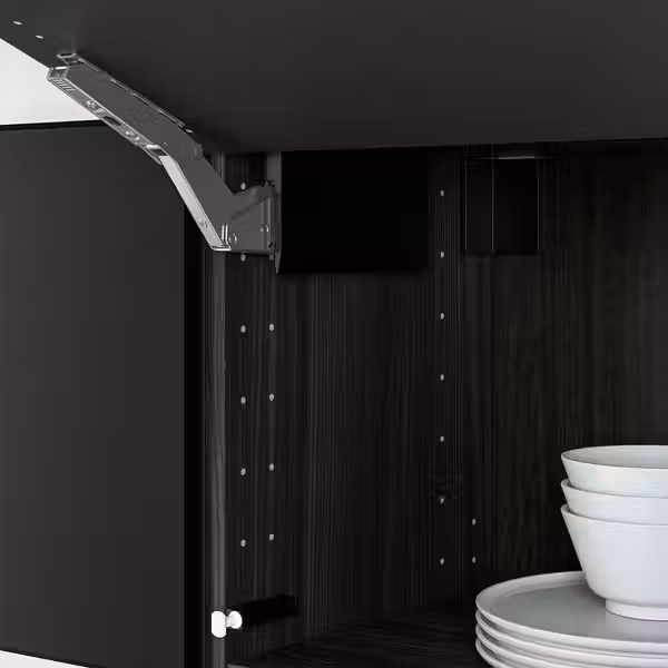 UTRUSTA Петля с нажимн механизм д/гориз дв - чёрный - схема-чертеж с размерами