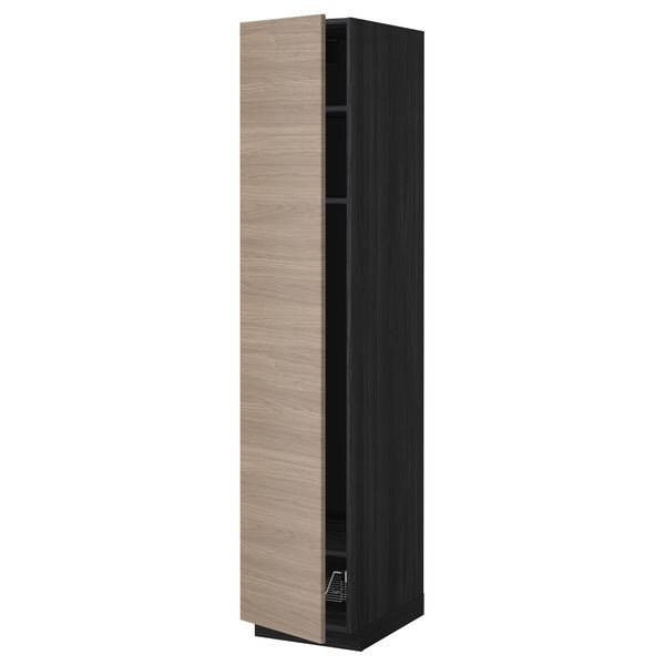 Высокий шкаф с полками, проволочной корзиной МЕТОД, черный, Брокхульт светло-серый - схема-чертеж с размерами