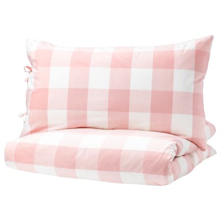 Пододеяльник и 2 наволочки ЭММИ РУТА, светло-розовый, белый (200x200/50x70 см)
