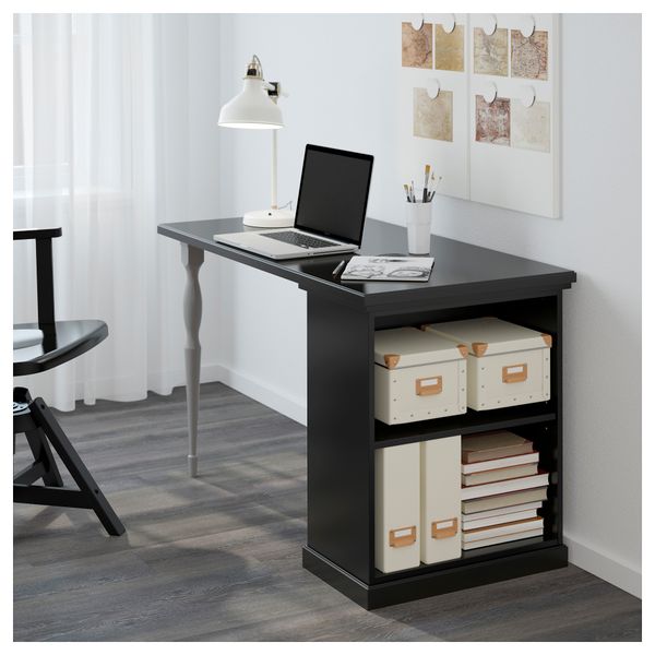 Стол и модуль для хранения КЛИМПЕН / НИПЕН, черный, серый (120x60 см) - схема-чертеж с размерами