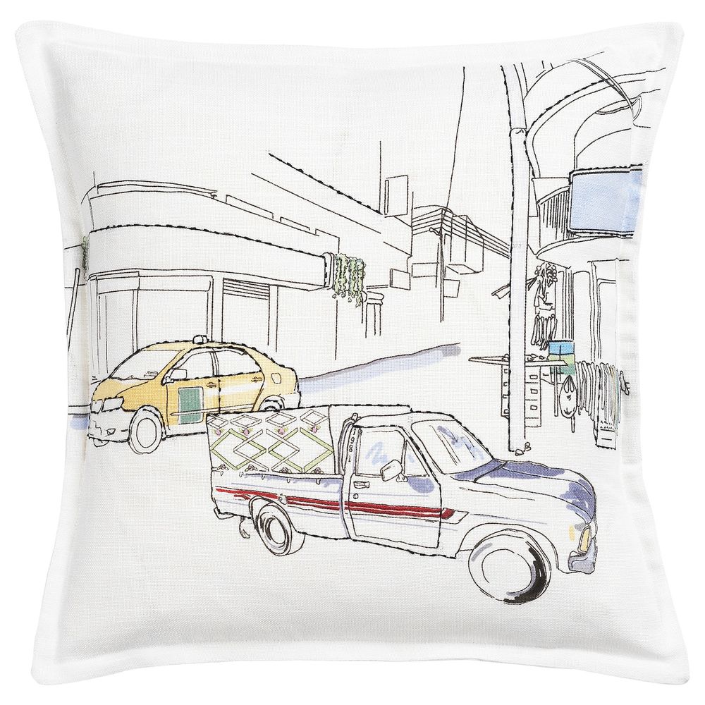 Чехол на подушку, белый желтый/ручная работа 50x50 см IKEA LOKALT ЛОКАЛЬТ 504.994.93 - фото 1