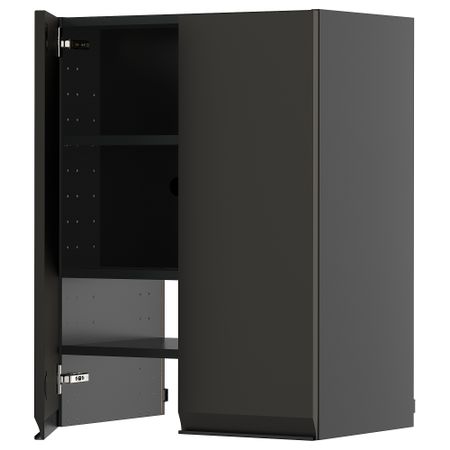 Навесной шкаф для вытяжки, полка, дверь, черно-серый, Upplöv матовый антрацит, 60x80 см IKEA METOD МЕТОД 195.886.32