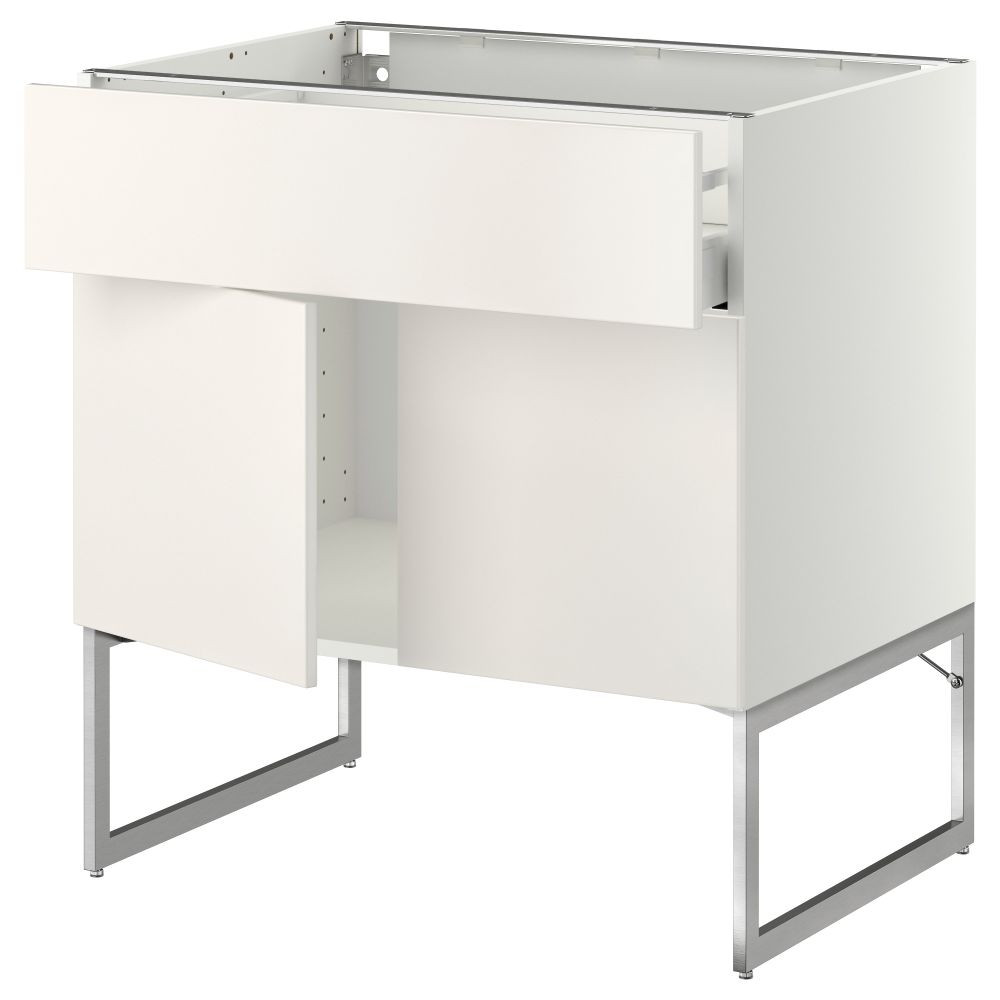 Напольный шкаф, полки, ящик, 2 двери МЕТОД / МАКСИМЕРА, белый, Веддинге белый - схема-чертеж с размерами