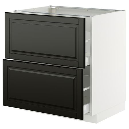 METOD / MAXIMERA Напольный шкаф 2фасада/2выс ящика - белый/Bodbyn чёрный 80x60 см