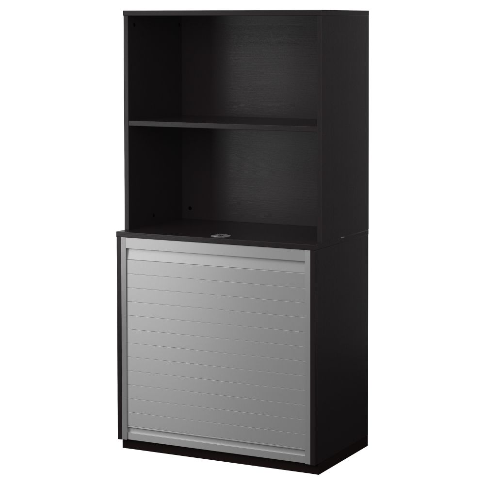 Комбинация для хранения с дверцей-шторой ГАЛАНТ, черно-коричневый черно-коричневый (80x160 см) - фото 1