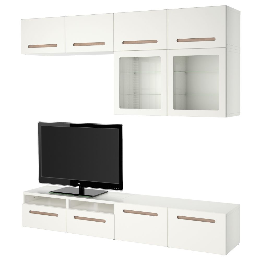 Шкаф для ТВ, комбинированный, стекляные дверцы БЕСТО, Марвикен белый прозрачное стекло (240x40x230 см) - фото 1