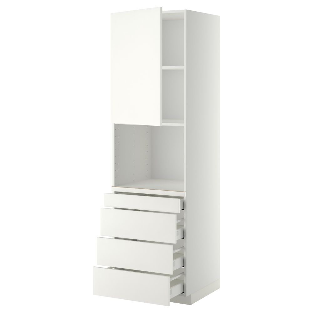 Высокий шкаф для комбинированния СВЧ, 4 ящика МЕТОД / МАКСИМЕРА, белый, Хэггеби белый - схема-чертеж с размерами