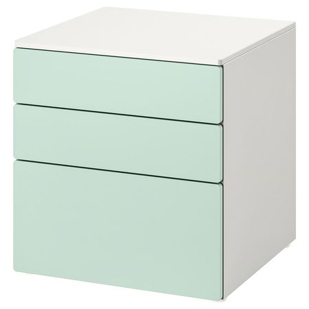SMÅSTAD / PLATSA Комод с 3 ящиками - белый/светло-зеленый 60x57x63 см