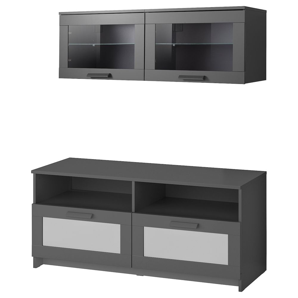 Шкаф для ТВ, комбинация, черный 120x41x190 см IKEA BRIMNES БРИМНЭС 293.968.40 - фото 1