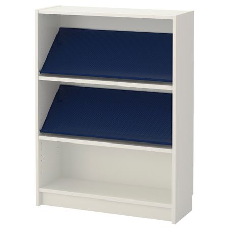 Стеллаж с наклонной полкой БИЛЛИ / БОТТНА, белый, синий (80x28x106 см)