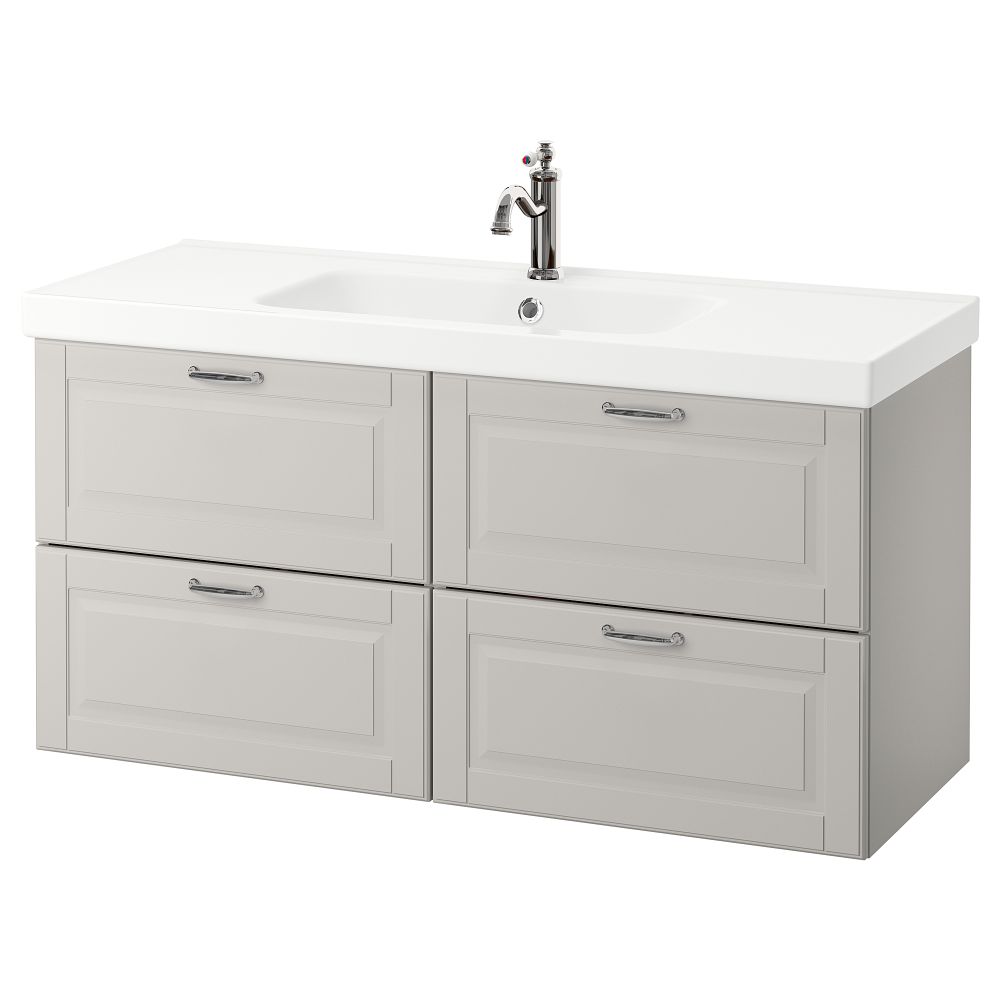 Шкаф для раковины с 4 ящик, 123x49x64 cm IKEA ODENSVIK ОДЕНСВИК, GODMORGON ГОДМОРГОН 092.930.94 - фото 1