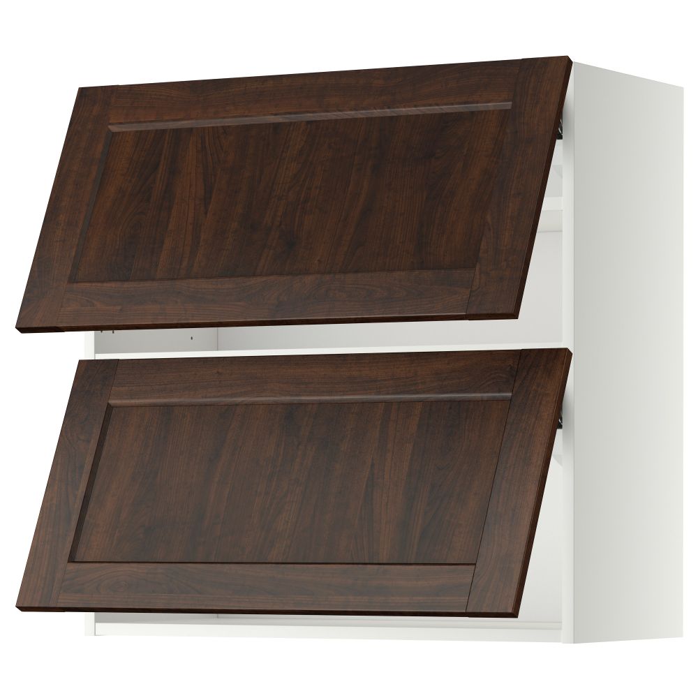 Навесной шкаф, 2 дверцы, горизонтальный МЕТОД, белый, Эдсерум коричневый - схема-чертеж с размерами