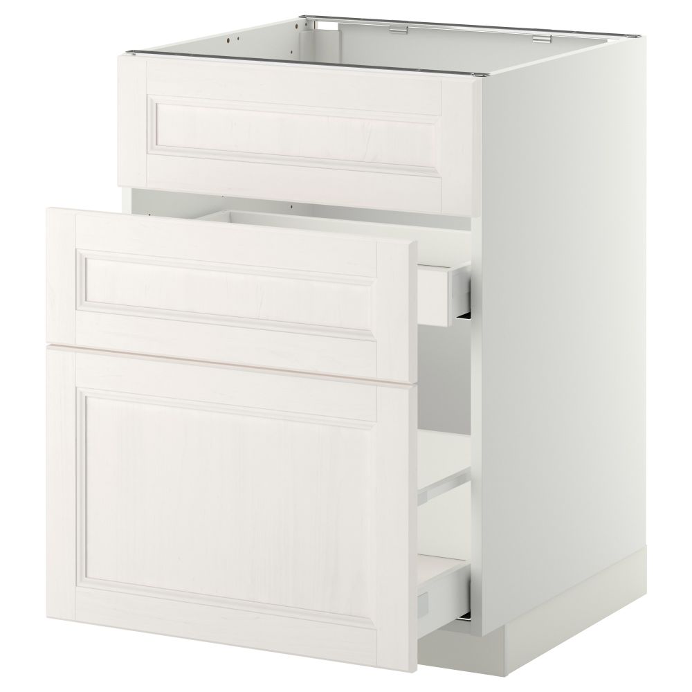 Напольный шкаф под мойку + 3 фронтальных панели, 2 ящика МЕТОД / МАКСИМЕРА, белый, Лаксарби белый - схема-чертеж с размерами