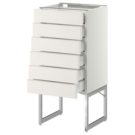 Напольный шкаф 6 фронтальных панелей, 6 нижних ящиков МЕТОД / МАКСИМЕРА, белый, Лаксарби белый