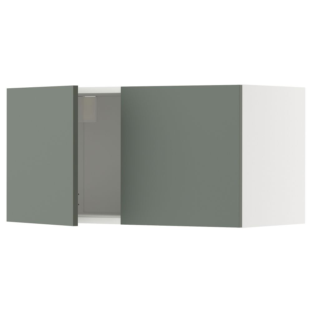 Навесной шкаф с 2 дверцами, белый, Nickebo матовый серо-зеленый, 80x40 см IKEA METOD МЕТОД 695.659.25 - фото 1