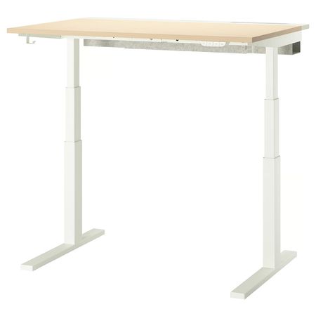 MITTZON Стол/трансф - электрический березовый шпон/белый 120x80 см