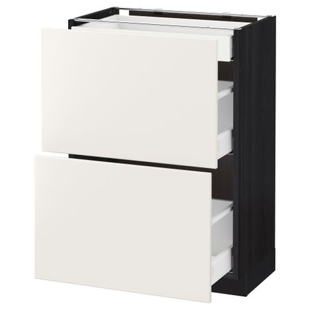 Напольный шкаф, 2 фасада, 3 ящика МЕТОД / МАКСИМЕРА, черный, Веддинге белый