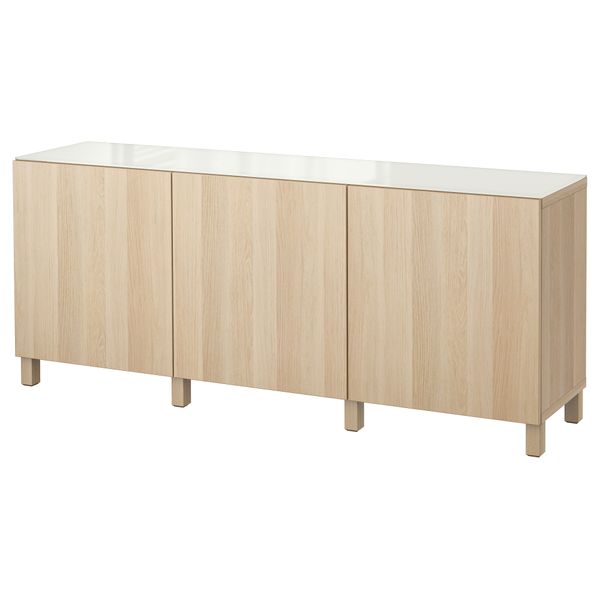 Комбинация для хранения с дверцами БЕСТО, Лаппвикен под беленый дуб (180x40x74 см) - фото 1