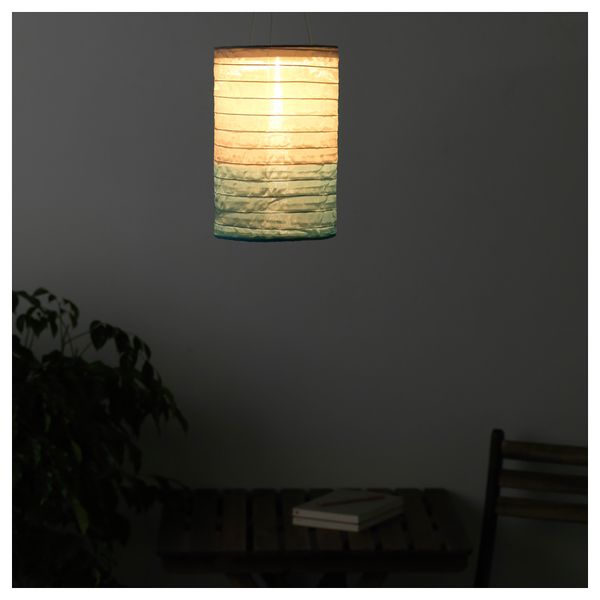 Подвесной светильник на солнечн батарея СОЛВИДЕН, в форме трубки серый, бирюзовый (15 см) - фото 3