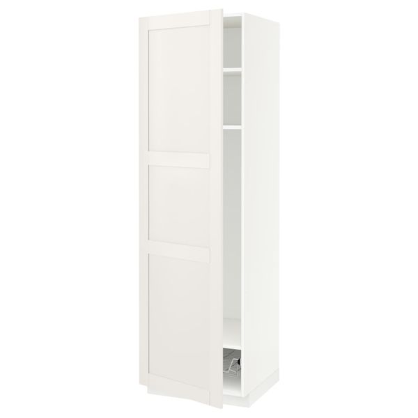 Высокий шкаф с полками, проволочные корзин, белый/Сэведаль белый 60x60x200 см IKEA METOD МЕТОД 094.459.45 - фото 1