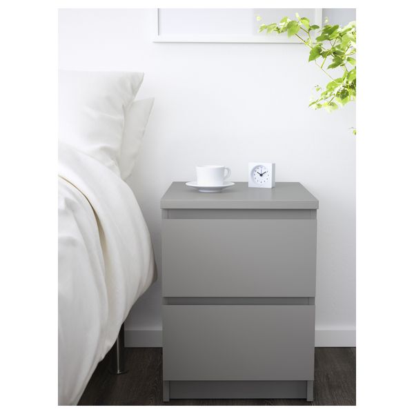 Комод с 2 ящиками МАЛЬМ, серый (40x55 см) - фото 2