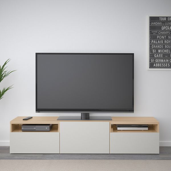 Тумба под ТВ, под беленый дуб/Лаппвикен светло-серый 180x42x39 см IKEA БЕСТО 293.284.41 - фото 3