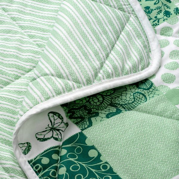 Покрывало, лоскутный/зеленый 180x220 см IKEA AXVERONIKA АКСВЕРОНИКА 604.551.77 - фото 2