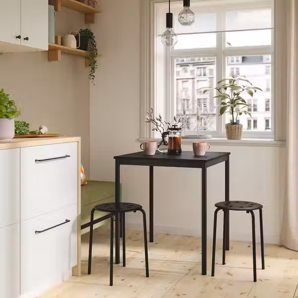 SANDSBERG / MARIUS Стол и 2 табурета - чёрный чёрный/чёрный 67x67 см - фото 2