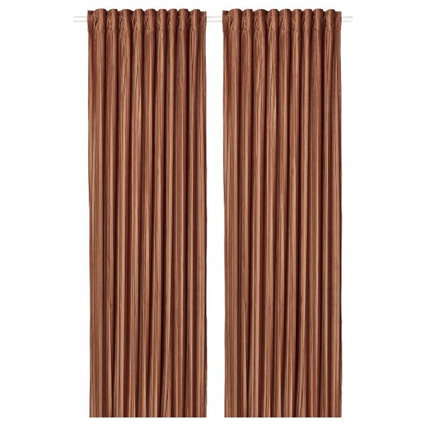 Затемняющие гардины, 2 шт., коричневый 145x300 см IKEA ELDTORN ЭЛЬДТОРН 004.881.09 - фото 1