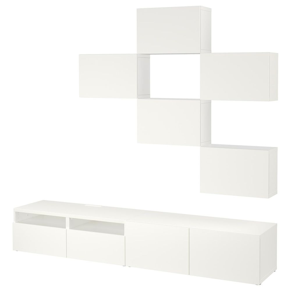 Шкаф для ТВ, комбинация, Лаппвикен белый 240x20/40x204 см IKEA BESTÅ БЕСТО 492.514.12 - фото 1