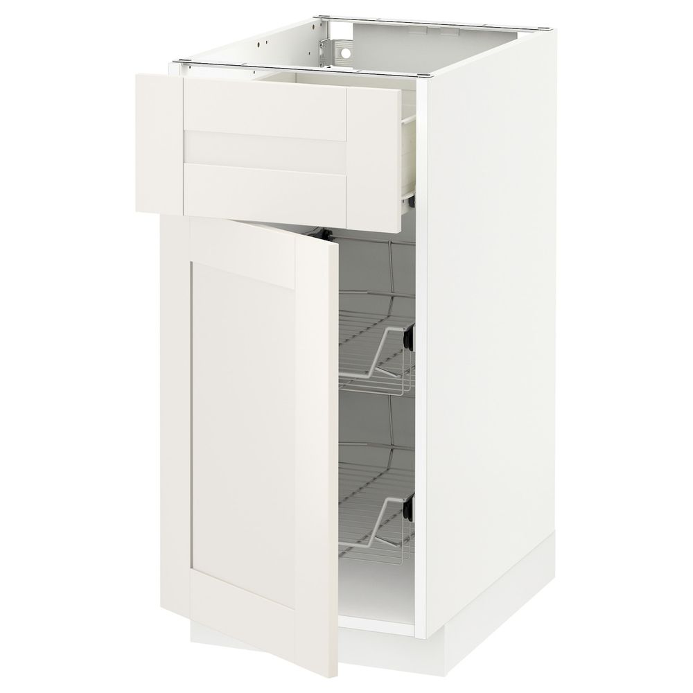 Напольный шкаф с проволочной корзиной/ящ/дверью, белый/Сэведаль белый 40x60 см IKEA МЕТОД / ФОРВАРА 892.654.74 - схема-чертеж с размерами