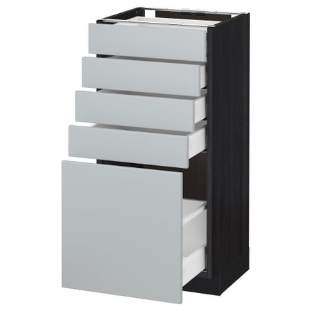 Напольный шкаф с 5 ящиками МЕТОД / МАКСИМЕРА, черный, Веддинге серый