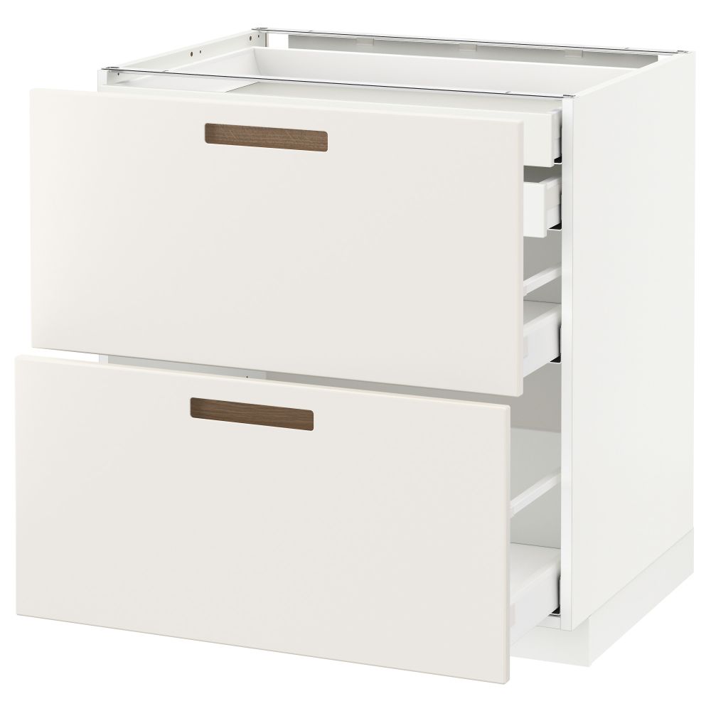 Напольный шкаф 2 фронтальные панели, 2 нижних, 1 средний, 1 высокий ящик МЕТОД / МАКСИМЕРА, белый, Мэрста белый - схема-чертеж с размерами