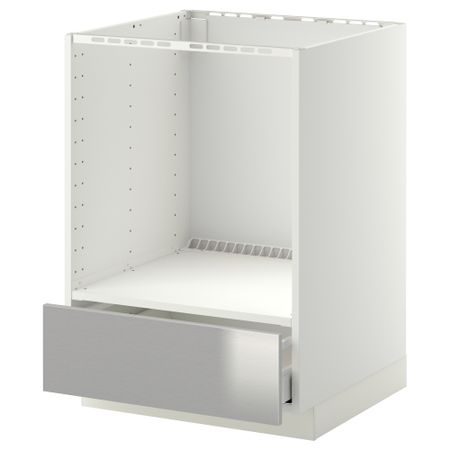 Напольный шкаф для духовки, с ящиком МЕТОД / МАКСИМЕРА, белый, Гревста нержавеющ сталь (60x60 см)